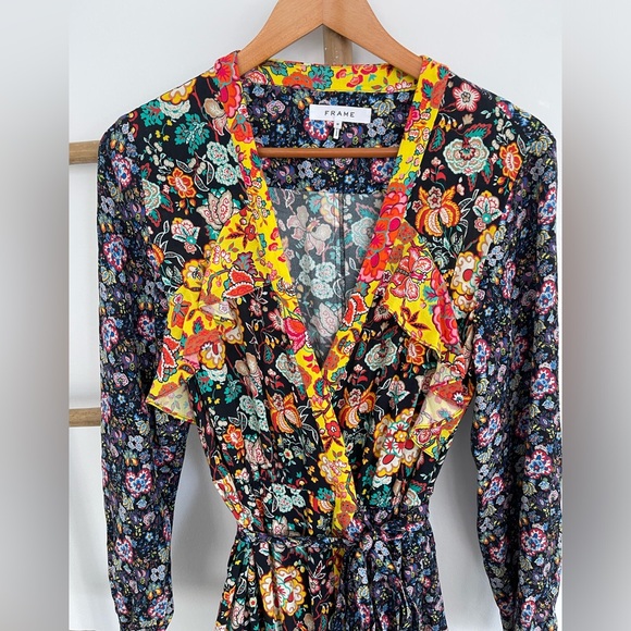 FRAME Floral Panel Wrap Dress, Medium - Picture 5 of 10